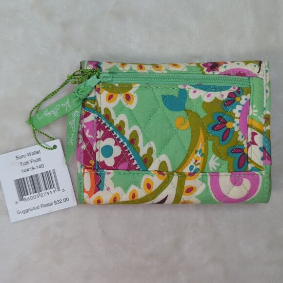 Vera Bradley Trifold Euro Wallet Tutti Frutti Pattern Snap Closure New NWT - Picture 2 of 4